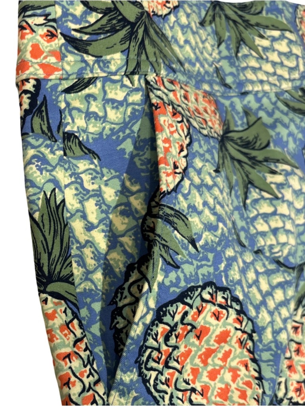 Talbots Pineapple Print Skirt Women's Blue Green Yellow Size 4 Stretch Cotton - Picture 5 of 10